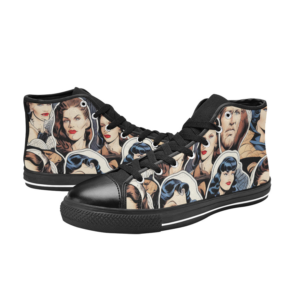 MEN'S Cc Retro Faces Men’S High Top Canvas Cottagecore Custom Sneakers