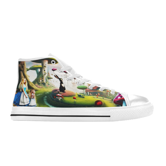 WOMEN'S Freaky World Wonderland Distorted High Top Canvas Grunge Shoes