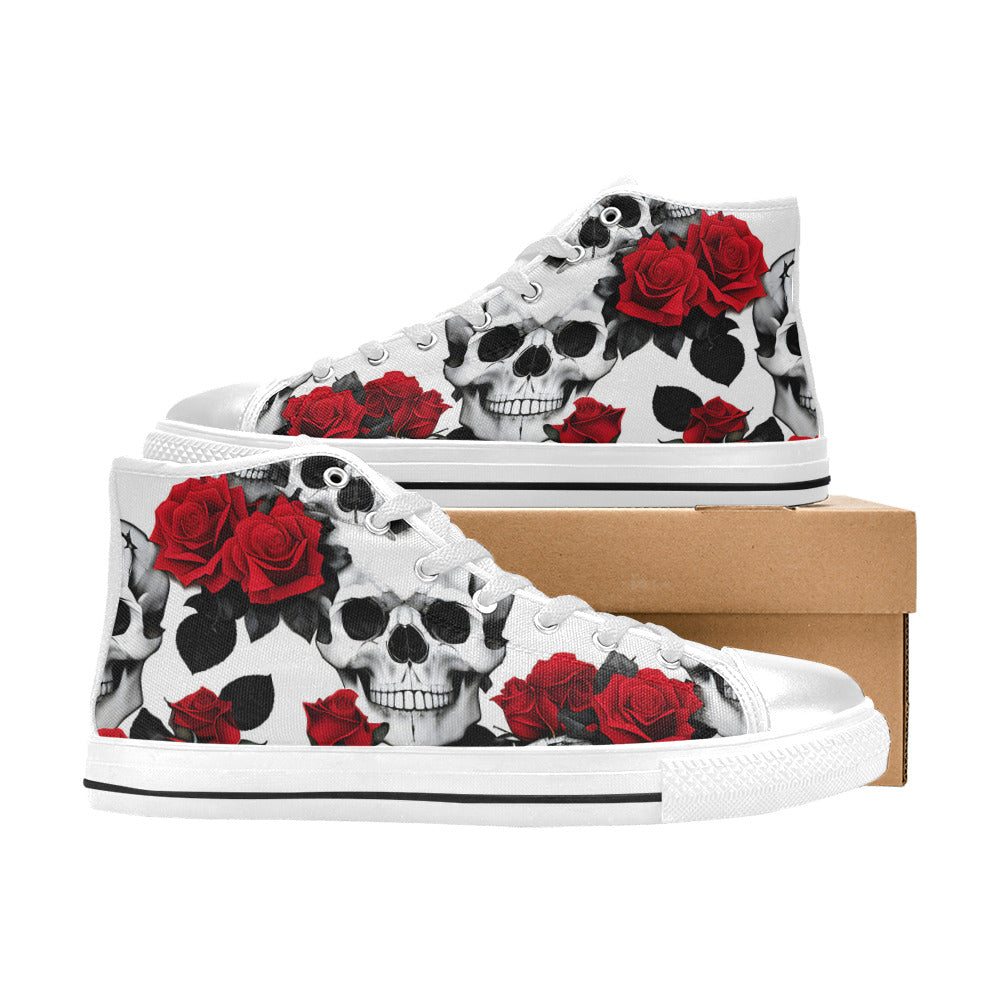 MEN'S Skulls Roses Deluxe 7 High Top Canvas Surreal Shoes