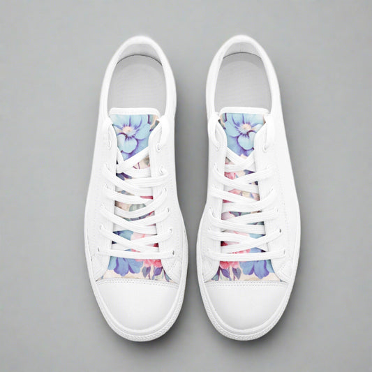 Freaky Shoes® Floral Art Printed Tongue Unisex Low Top Canvas Shoes