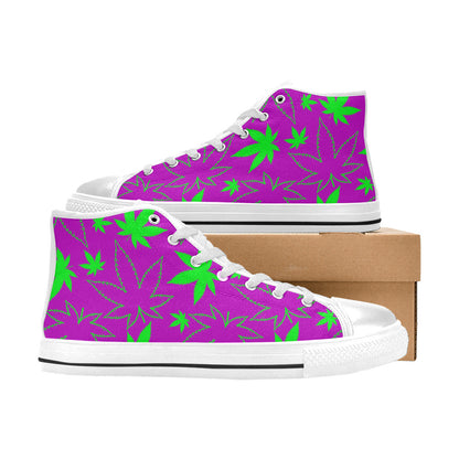 MEN'S Cc Weed 420 Art High Top Canvas Neon Fantasy Custom Shoes