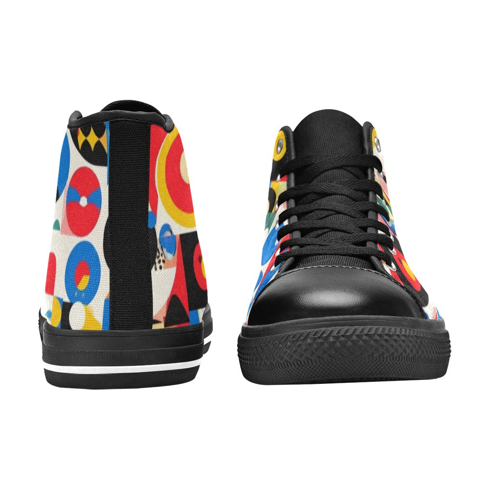 MEN'S 1960S Mod Cartoon Art High Top Canvas Neon Fantasy Custom Shoes