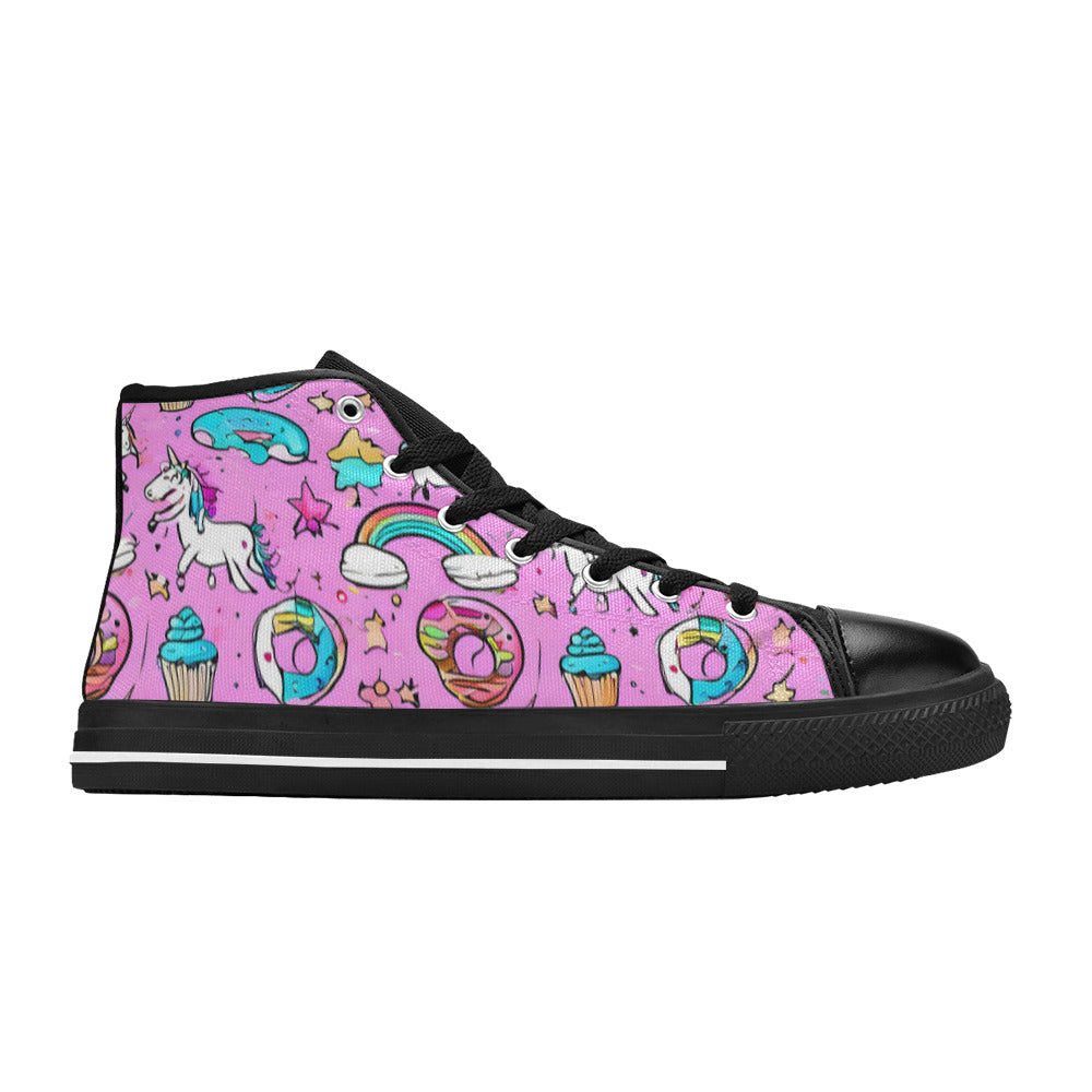 WOMEN'S Abstract Unicorn Art High Top Canvas Vibrant Chaos Shoes
