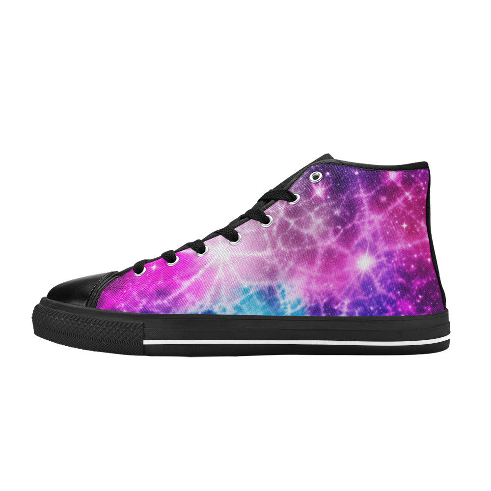 MEN'S Vibrant Galaxy Tie Dye High Top Canvas Surreal Custom Shoes