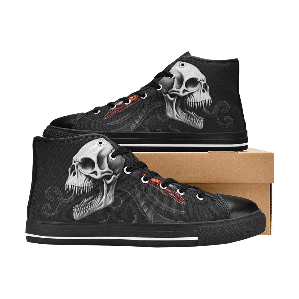 WOMEN'S Cc Skull Art High Top Canvas Dark Academia Shoes