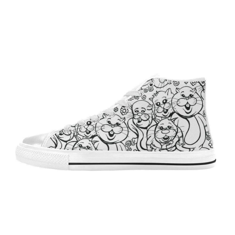 WOMEN'S Rabbits Monster Art Pen High Top Canvas Neon Fantasy Custom Shoes