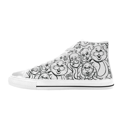 WOMEN'S Rabbits Monster Art Pen High Top Canvas Neon Fantasy Custom Shoes