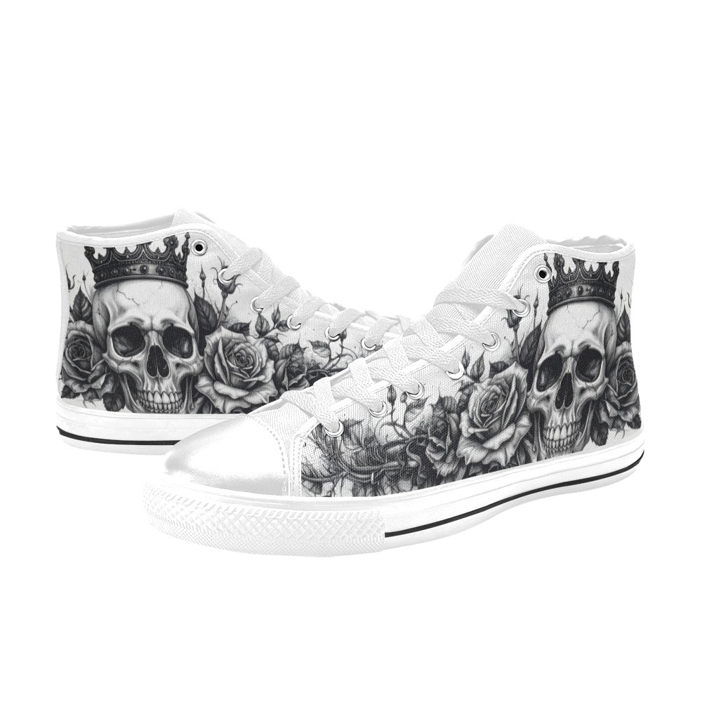 Dark Tattoo Skull Men's Gothic Art High Top Canvas Shoes | Freaky Shoes®