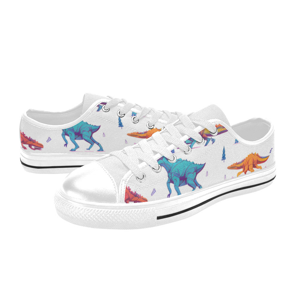 WOMEN'S Dino Print Art Canvas Vibrant Chaos Custom Shoes