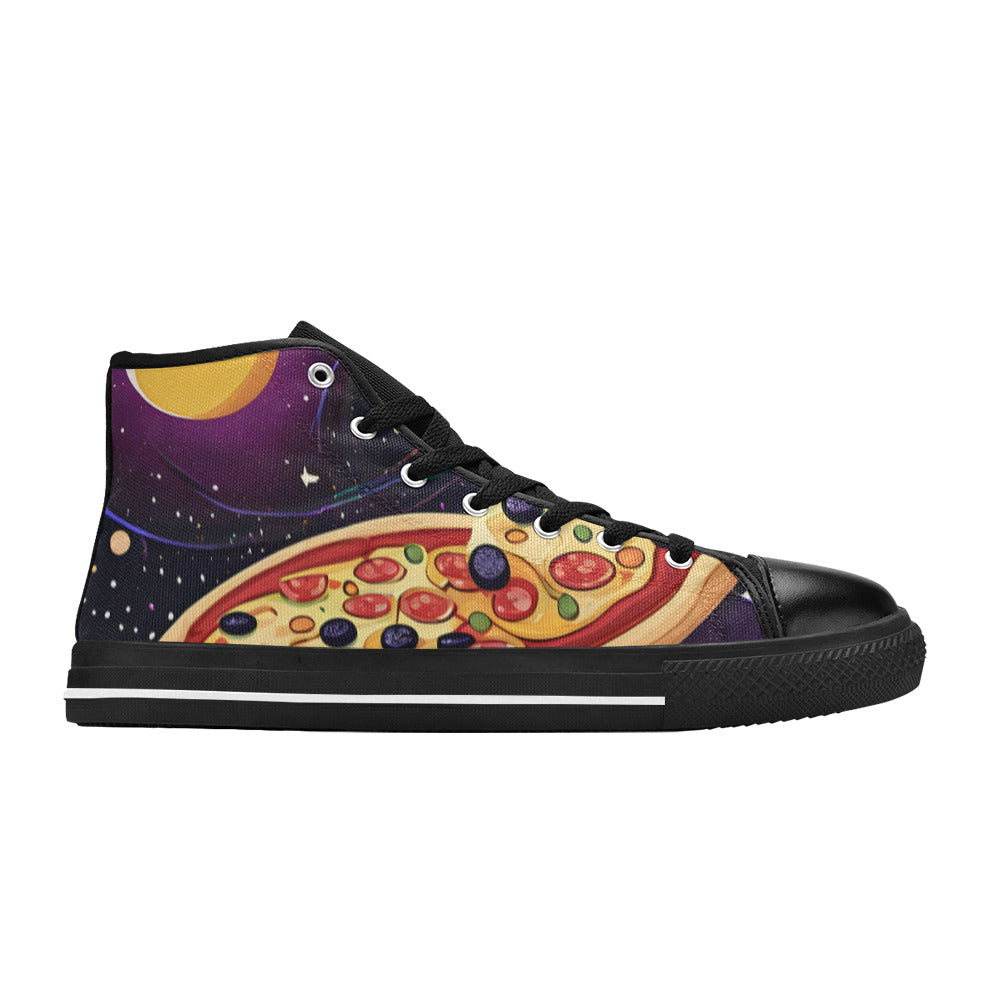 WOMEN'S Pizza Space High Top Canvas Dark Academia Shoes
