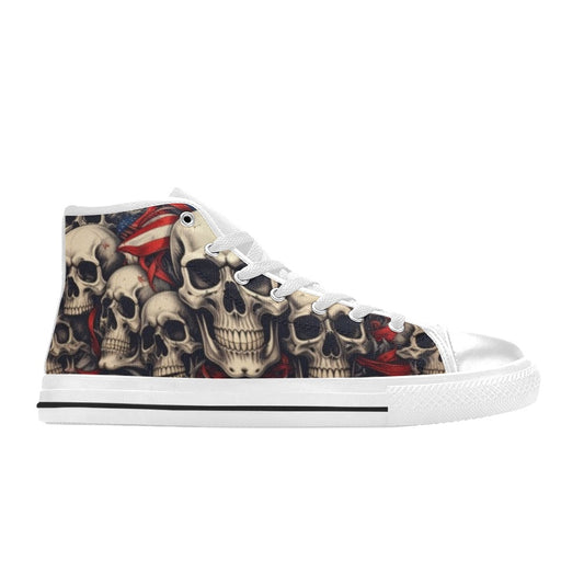 WOMEN'S Patriotic Skull Flag High Top Canvas Cottagecore Shoes