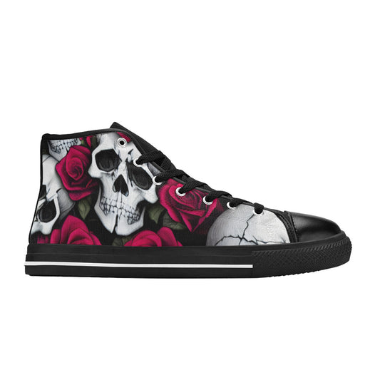 MEN'S Cc Skulls Roses 1 High Top Canvas Vivid Sneakers