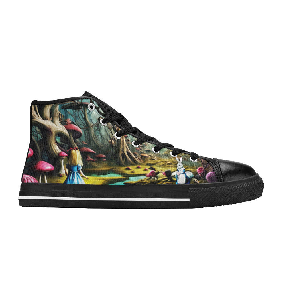 MEN'S Creepy Wonderland Model Art High Top Canvas Vibrant Chaos Custom Shoes