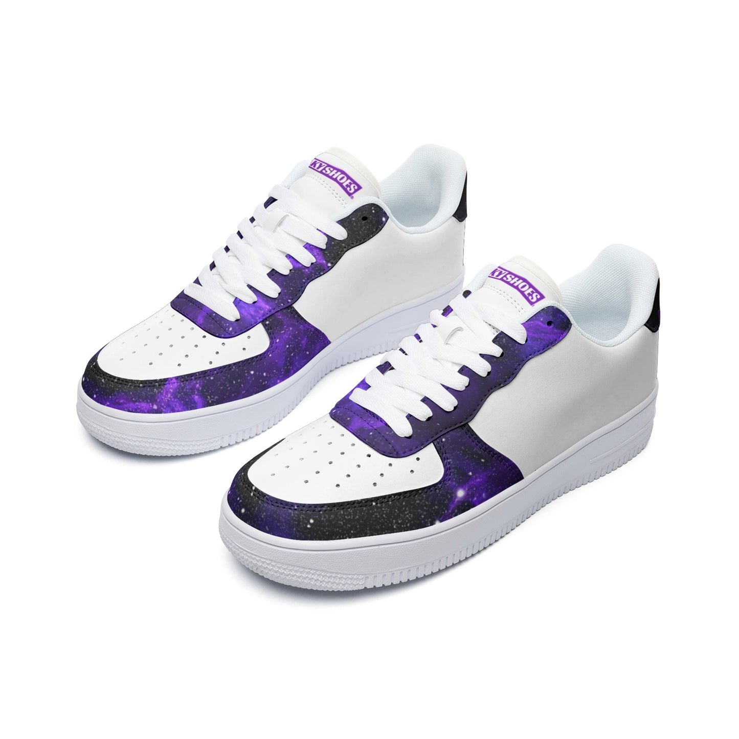 Deep Space Star Cluster Classic Custom Sneakers | Freaky Shoes® Unisex Low Top Leather Sneakers