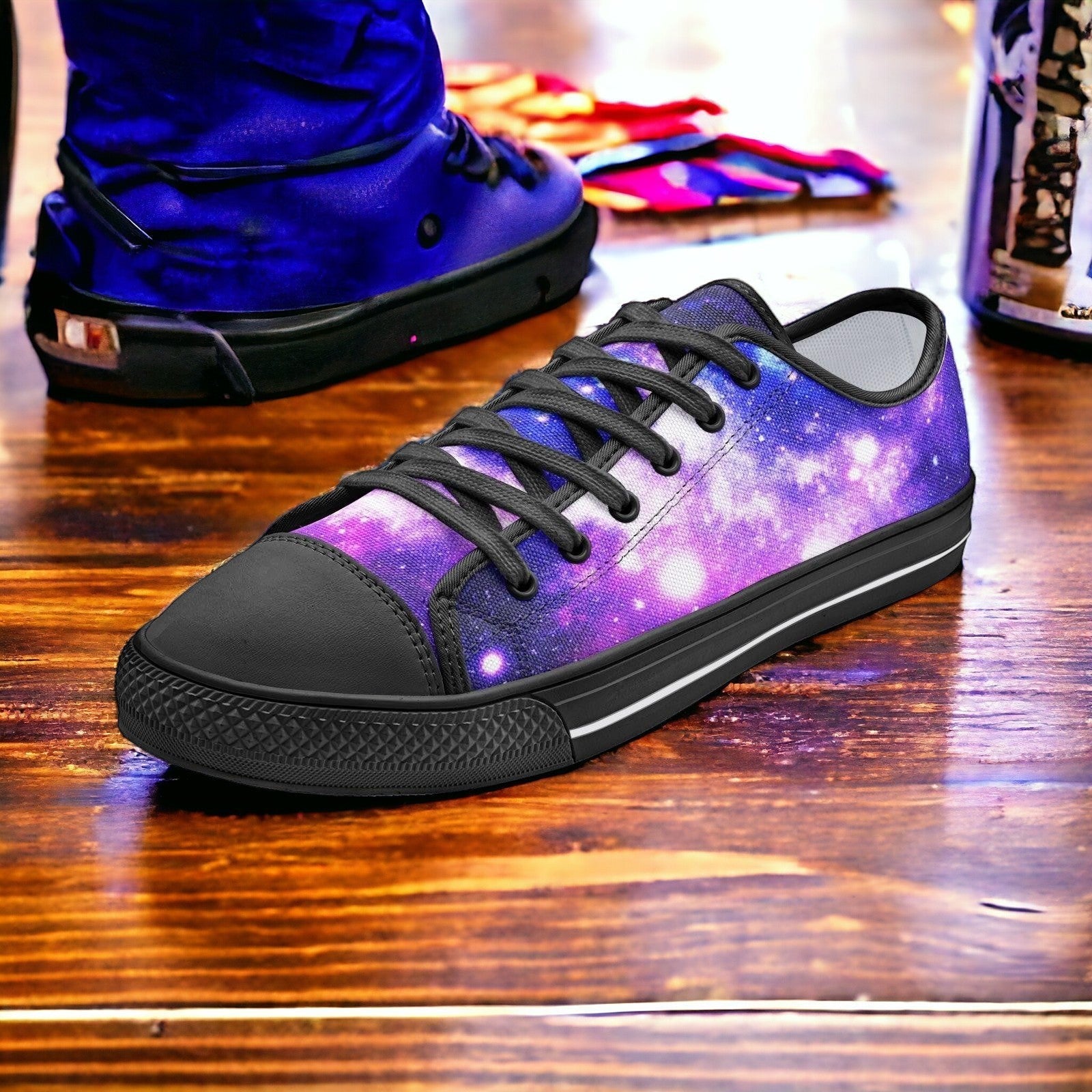 Galaxy Art hand-made low-top canvas shoes — unique wearable art by Freaky Shoes