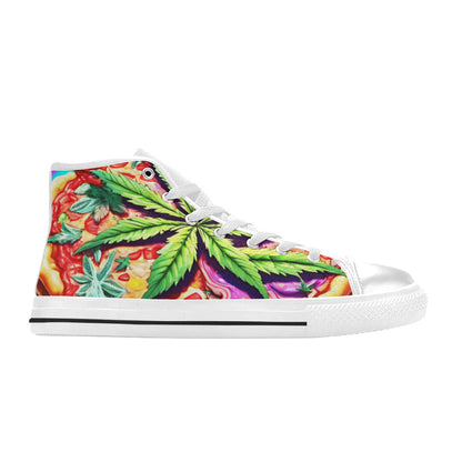 MEN'S Trippy Pizza Art 420 High Top Canvas Aesthetic Sneakers