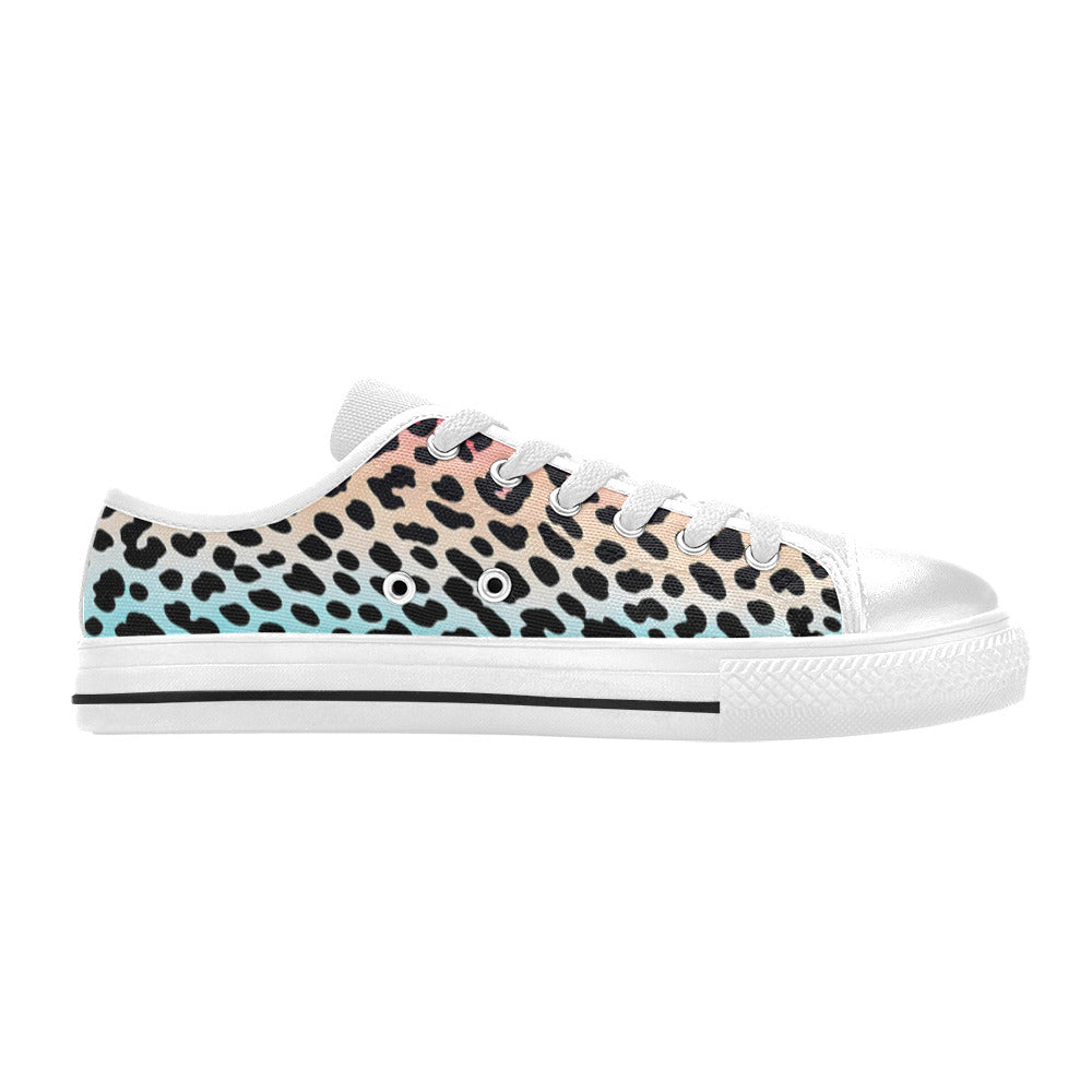 WOMEN'S Gradient Leopard Print Canvas Neon Fantasy Custom Sneakers