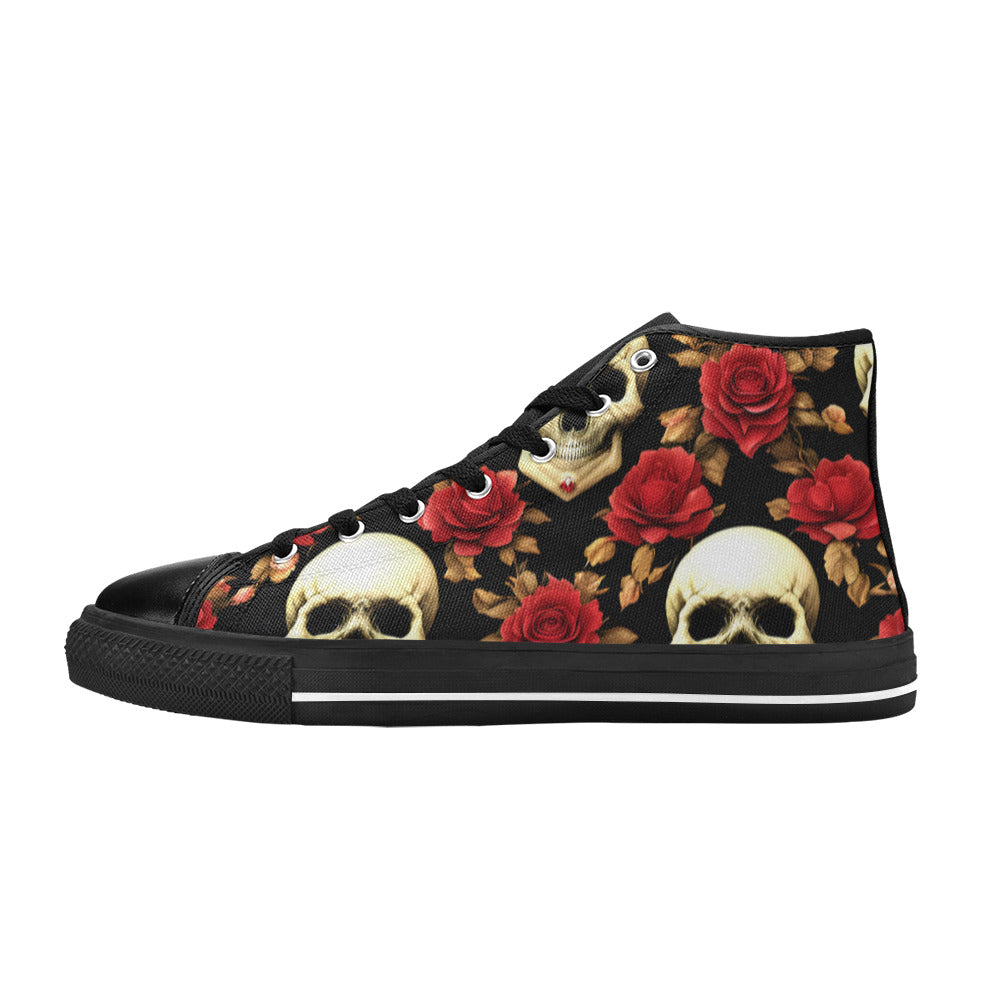 MEN'S Rose Skulls 3 Men’S High Top Canvas Dark Academia Custom Sneakers