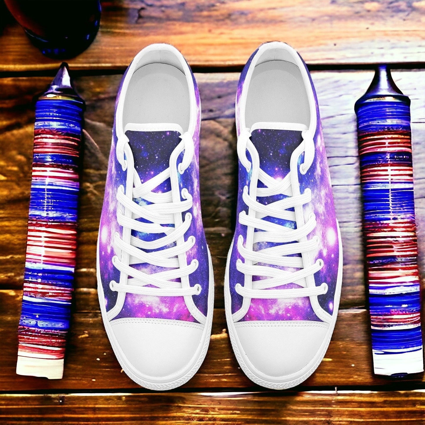 Galaxy Art custom low-top canvas shoes — wearable art by Freaky Shoes