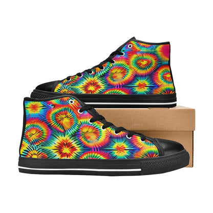 MEN'S Rainbow Tie Dye Men’S High Top Canvas Dark Academia Sneakers