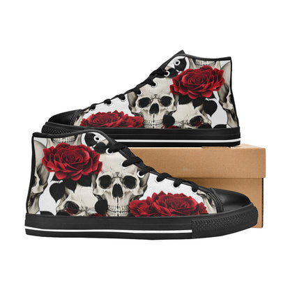 WOMEN'S Skulls Roses Deluxe 6 High Top Canvas Neon Fantasy Custom Sneakers