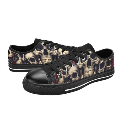 KIDS' Patriotic Skull Flag Low Top Canvas Dreamcore Custom Sneakers
