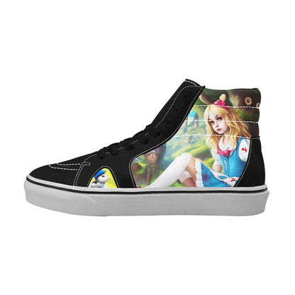 MEN'S Acid Creepy Wonderland Psychedelic High Top Skateboarding Wallpaper Art Custom Shoes