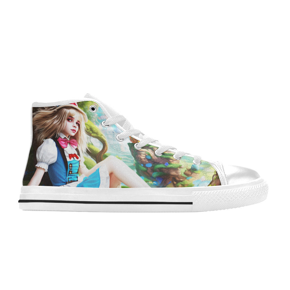 MEN'S Acid Creepy Wonderland Psychedelic High Top Canvas Surreal Custom Sneakers
