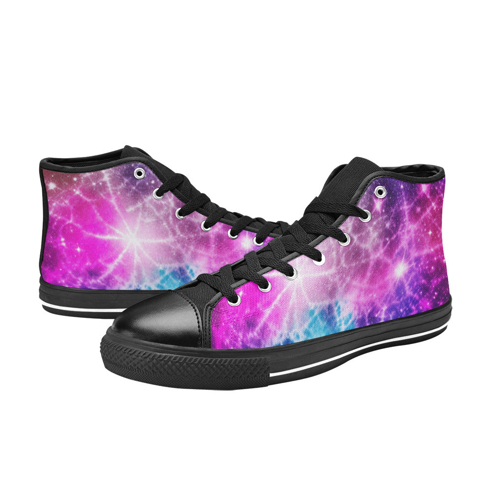 WOMEN'S Vibrant Galaxy Tie Dye High Top Canvas Grunge Shoes
