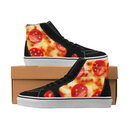 WOMEN'S Pepperoni Pizza Cheese Closeup High Top Skateboarding Cottagecore Custom Shoes