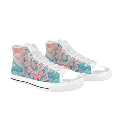 WOMEN'S Pastel Wave Mandala High Top Canvas Surreal Sneakers
