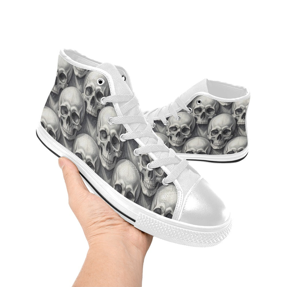 Art Skull Gothic Dark Men's High Top Canvas Shoes | Freaky Shoes®