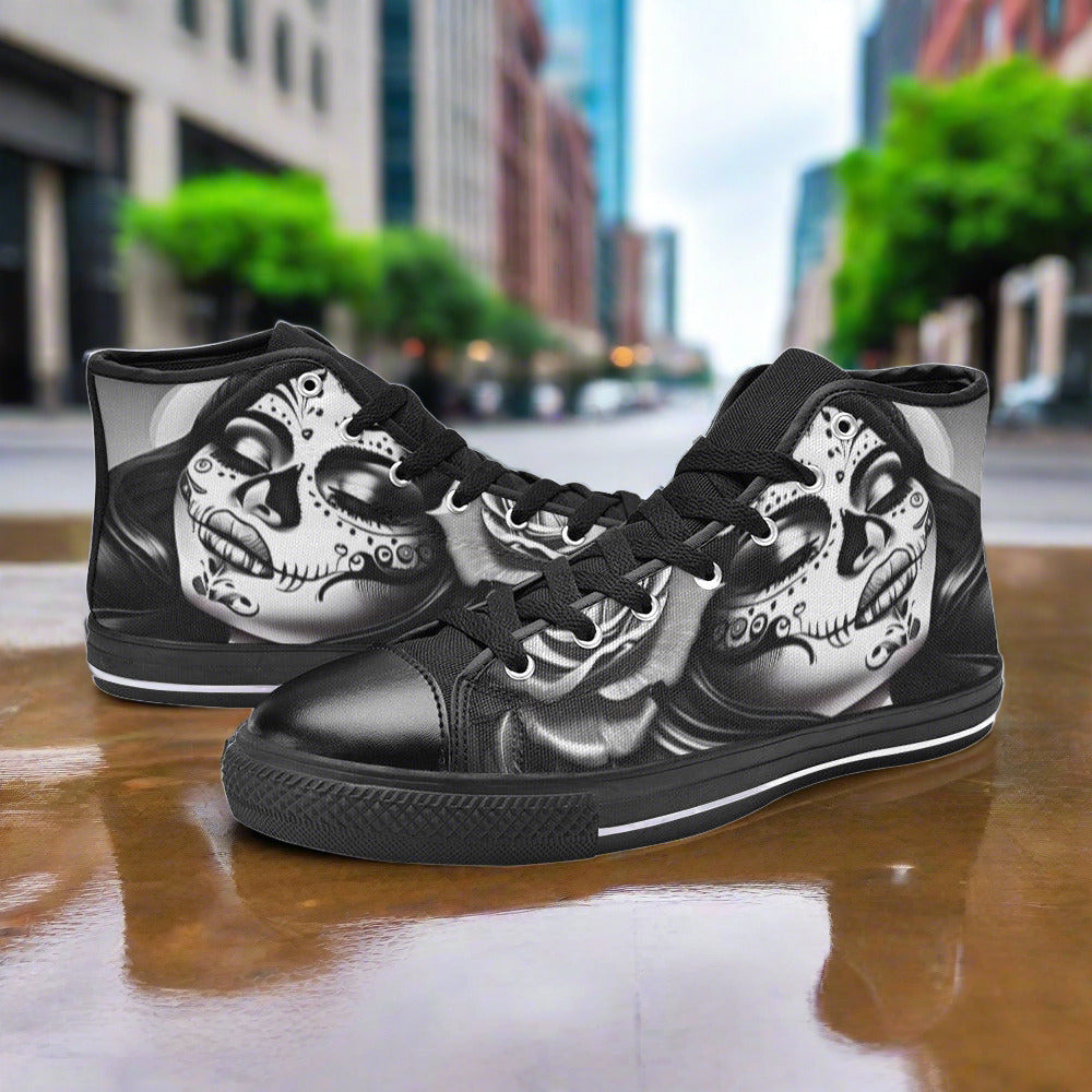 Aurora Borealis Amber Gold Custom WOMEN Bold Art - Freaky Shoes | Custom Art Sneakers