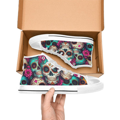 WOMEN'S Dia De Los Muertos High Top Canvas Vivid Shoes