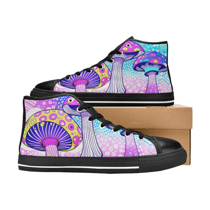 WOMEN'S Magic Mushrooms Art 2 High Top Canvas Y2K Sneakers