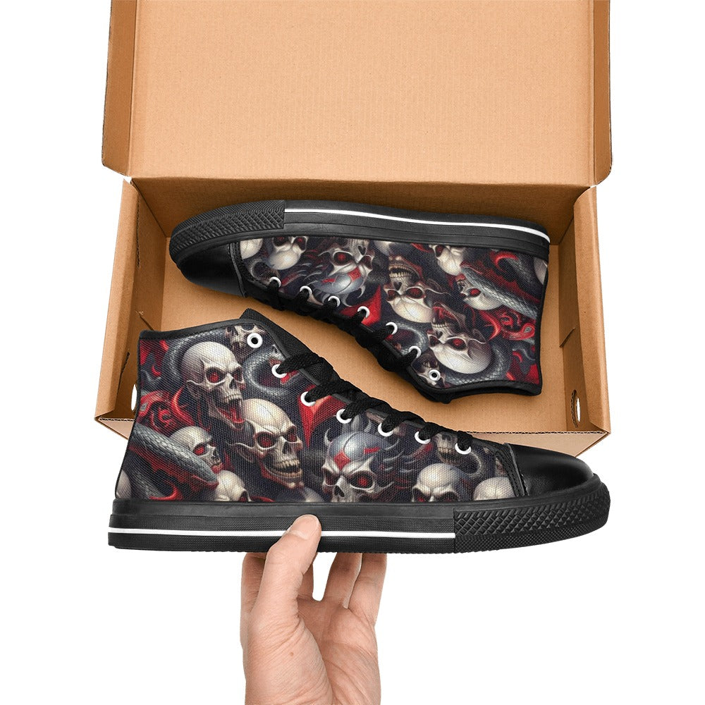 WOMEN'S Snake Dagger Skull Dark High Top Canvas Cottagecore Custom Sneakers