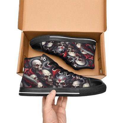 WOMEN'S Snake Dagger Skull Dark High Top Canvas Cottagecore Custom Sneakers