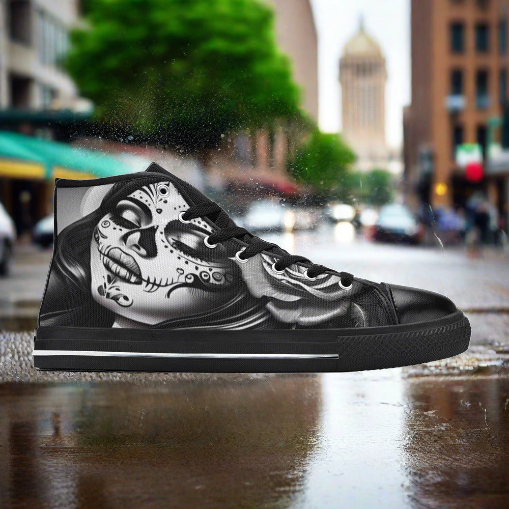 Cyberpunk Navy Indigo Custom MEN Bold Art - Freaky Shoes | Custom Art Sneakers