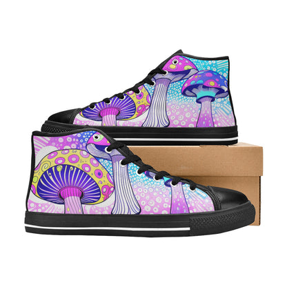 MEN'S Magic Mushrooms Art 2 High Top Canvas Surreal Shoes