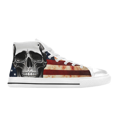 MEN'S Patriotic Skull Flag Men’S High Top Canvas Vibrant Chaos Custom Sneakers