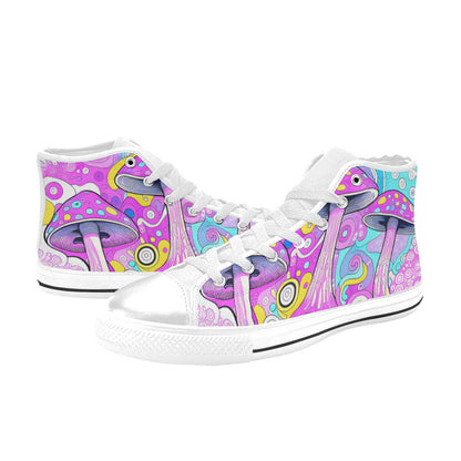 WOMEN'S Magic Mushrooms Art 3 High Top Canvas Grunge Custom Shoes