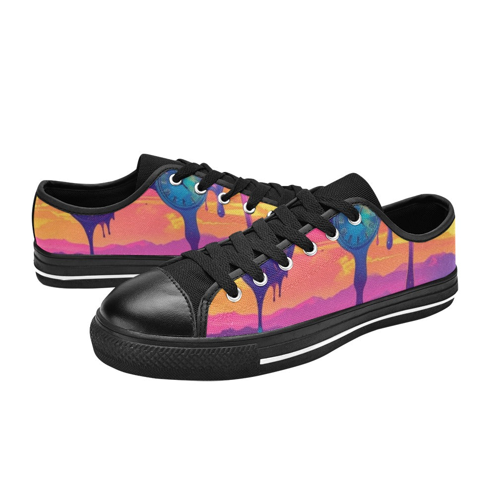WOMEN'S Surrealist Dreamscape Pattern, Melting Canvas Aesthetic Custom Sneakers