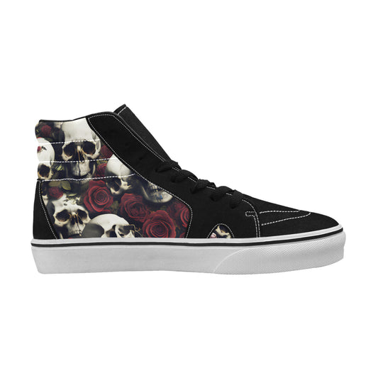 WOMEN'S Rose Skulls Dark High Top Skateboarding Dreamcore Custom Sneakers