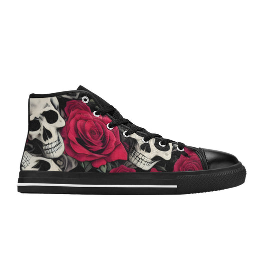 MEN'S Cc Skulls Roses 2 High Top Canvas Vibrant Chaos Custom Shoes