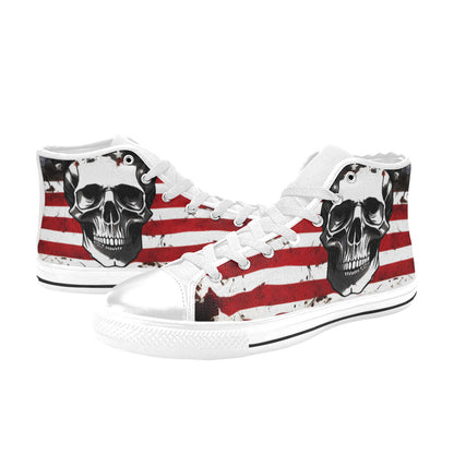 MEN'S Patriotic Skull Art Men’S High Top Canvas Wallpaper Art Sneakers