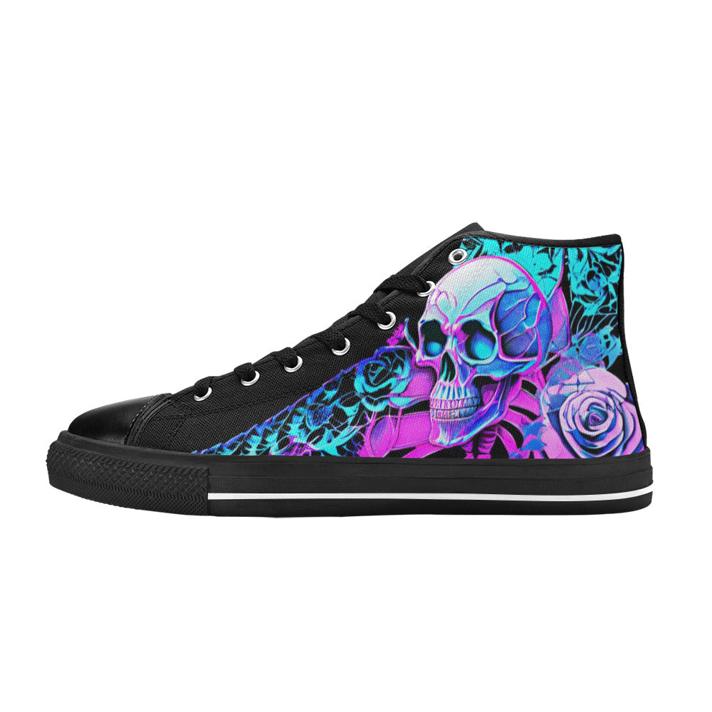 MEN'S Butterfly Roses Skulls Men’S High Top Canvas Vibrant Chaos Shoes