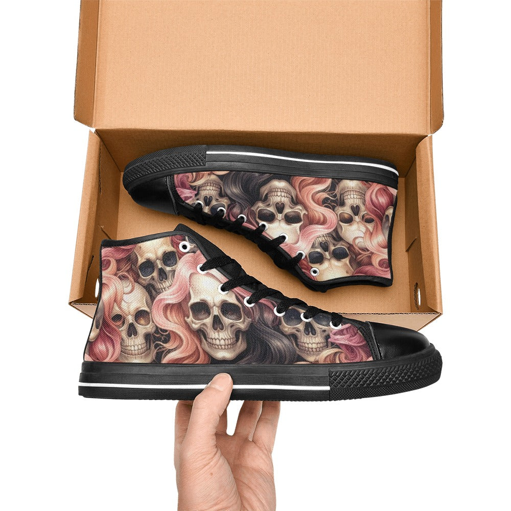 WOMEN'S Dark Feminine Flowing Hair High Top Canvas Y2K Custom Shoes