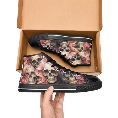 WOMEN'S Dark Feminine Flowing Hair High Top Canvas Y2K Custom Shoes