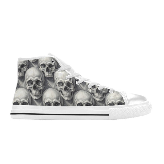 WOMEN'S Hyper Realistic Skull High Top Canvas Vibrant Chaos Sneakers