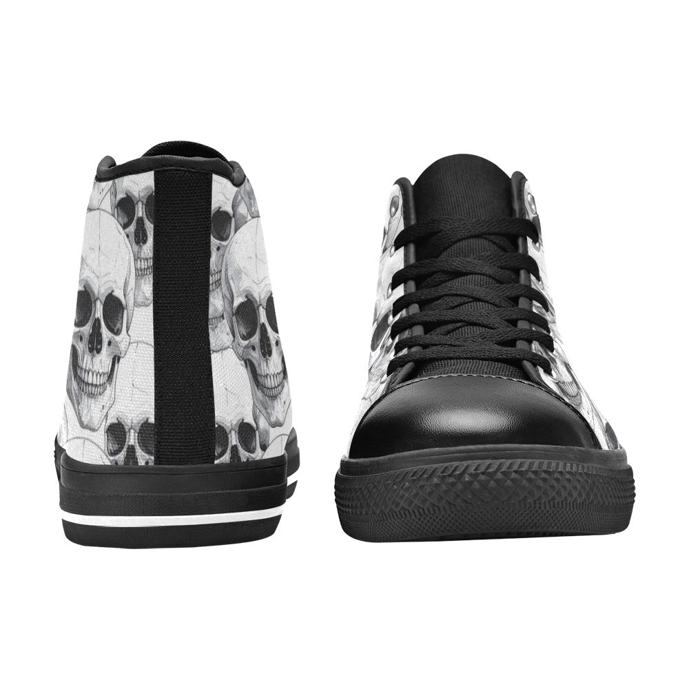 MEN'S Clean Skull Line Art High Top Canvas Dark Academia Custom Sneakers